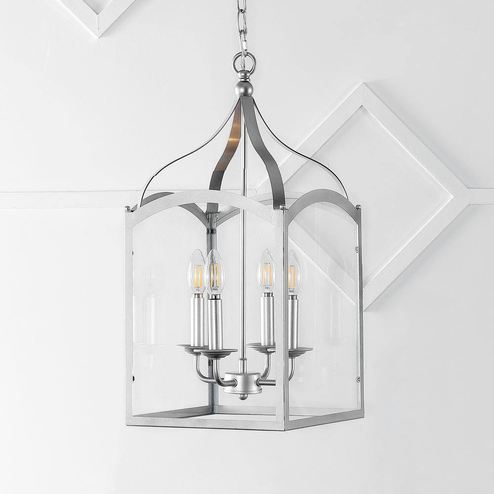 Ruth 4-Light Silver Glass LED Lantern Chandelier