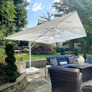 PURPLE LEAF 10 ft. Square Outdoor Patio Cantilever Umbrella White