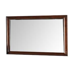33 in. H x 44 in. W Rectangular Wood Frame Cherry Brown Modern Wall Mirror with Molded Trim