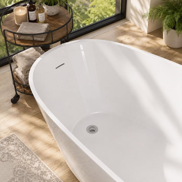 Zeafive Neo 55 in. x 29 in. Acrylic Freestanding Soaking Bathtub
