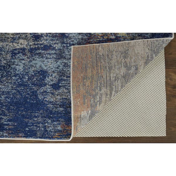 Ivory,  Blue  10 ft. x 14 ft. Loomed Abstract Polypropylene Indoor Area Rug