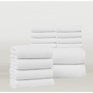 Everyday Ribbed White 14 Piece Towel Set