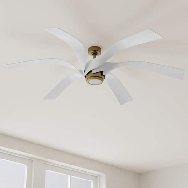 Insigna 72 in. Indoor/Outdoor Integrated LED Vintage Brass Contemporary Ceiling Fan with Remote for Living Room