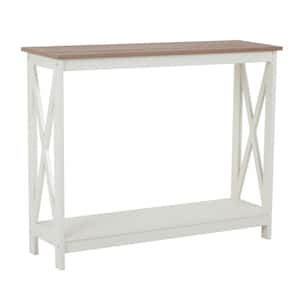 39.5 in. White Oak Standard Rectangle Wood Console Table with Storage