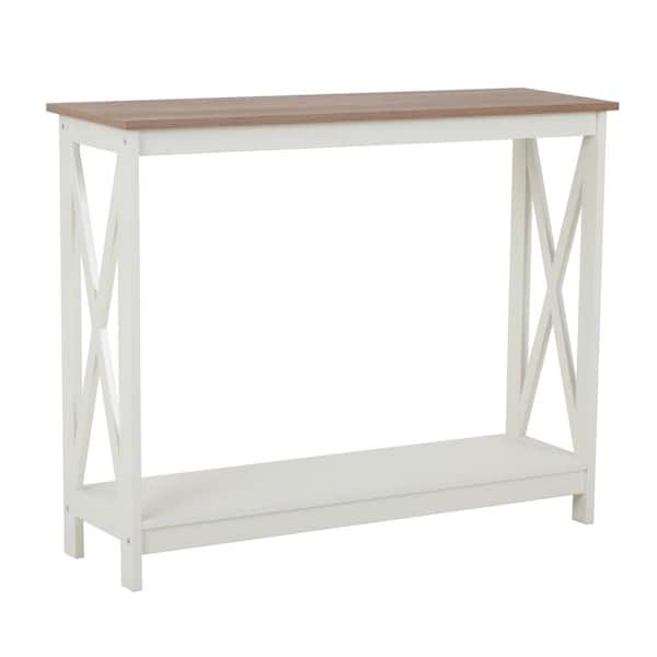 39.4 in. White MDF Standard Rectangle Wood Console Table with Storage