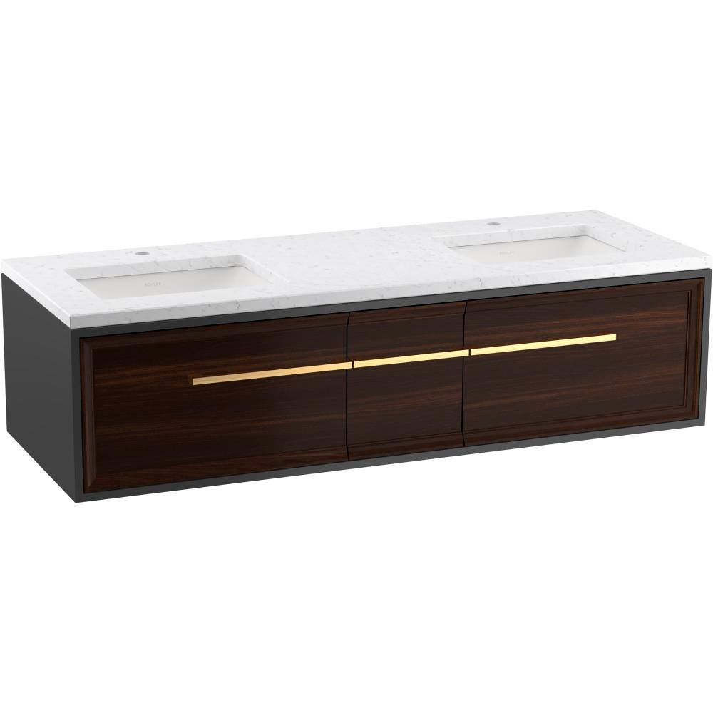 KOHLER Lodern 61 in. W x 22 in. D x 15 in. H Double Sink Floating Bath