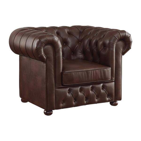 Lazzara Rosalie Brown Faux Leather Arm Chair