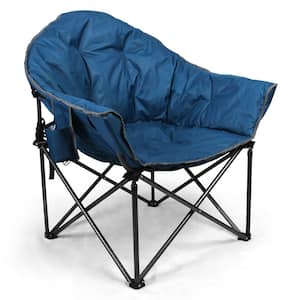 Folding Moon Camping Chair Heavy-Duty Saucer Chair With Carrying Bag Peacock Blue Pedded Chair