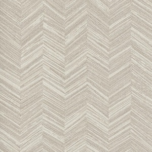 Light Grey Raised Chevron Chevron and Herringbone Vinyl Non-Pasted Wallpaper Roll