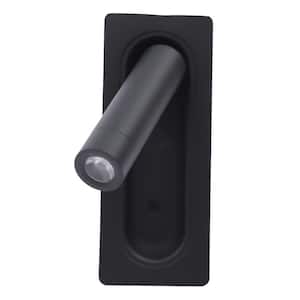 2.68 in. 1-Light Black Modern LED Wall Sconce with 360° Rotatable Head and Invisible Switch