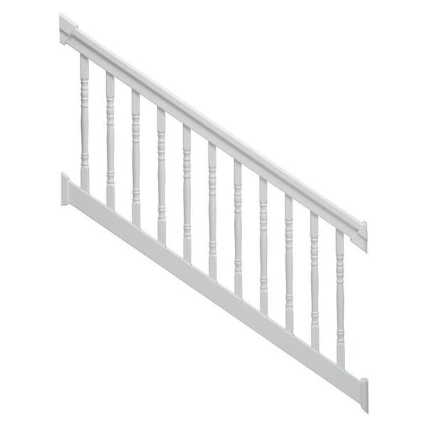 TAM-RAIL 6 ft. x 36 in. 36-Degree to 41-Degree PVC White Stair Rail Kit with Colonial Balusters