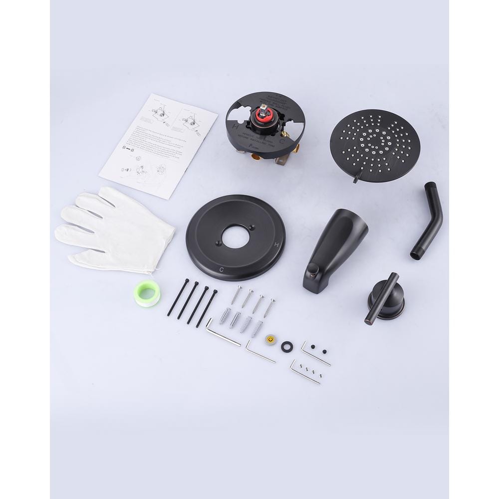 Oil Rubbed Bronze Wall Mounted Shower System with Tub Spout