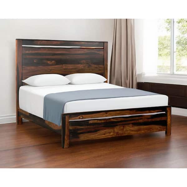 Brown Wood Frame King Panel Bed