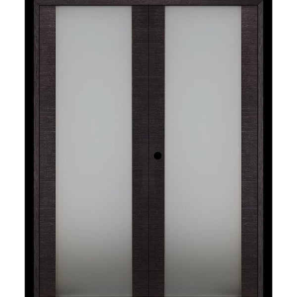 Belldinni Avanti 202 60 in. x 92.5 in. Right Hand Active Black Apricot Composite Wood Double Prehung French Door