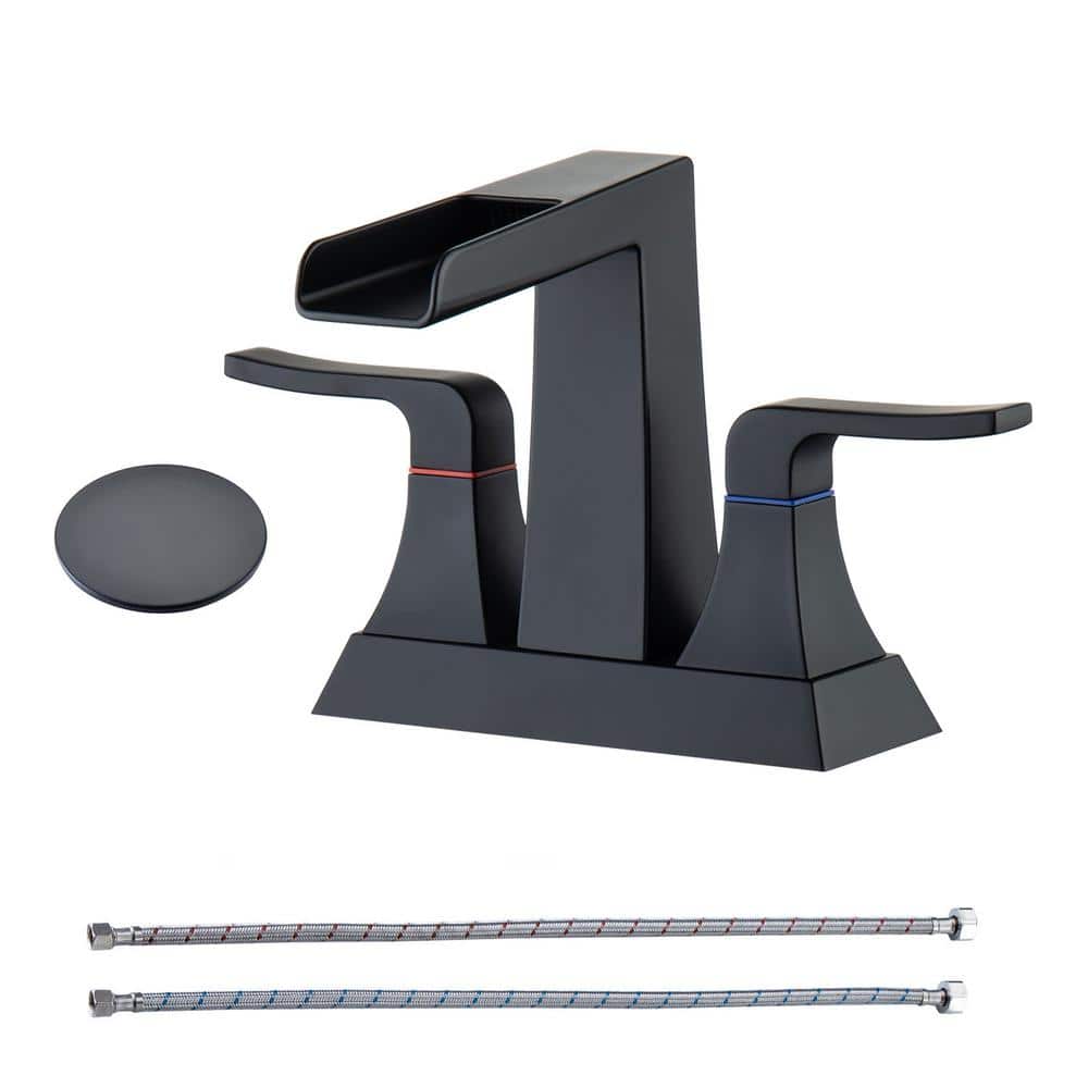 RAINLEX Square 4 in. Centerset 2Handle Bathroom Faucet with Drain kit