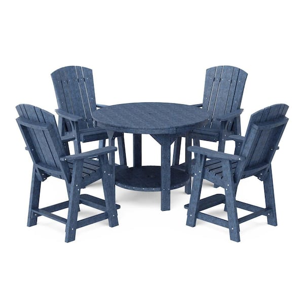Wildridge Heritage 5-Piece Patriot Blue HDPE Plastic Outdoor Patio 48 in. Counter Set