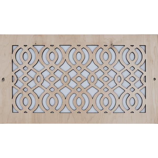 Arabic Wood Air Register (6 in. x 14 in.)-Screw-in Wall and Ceiling Vent Cover-Decorative Wooden HVAC Grille