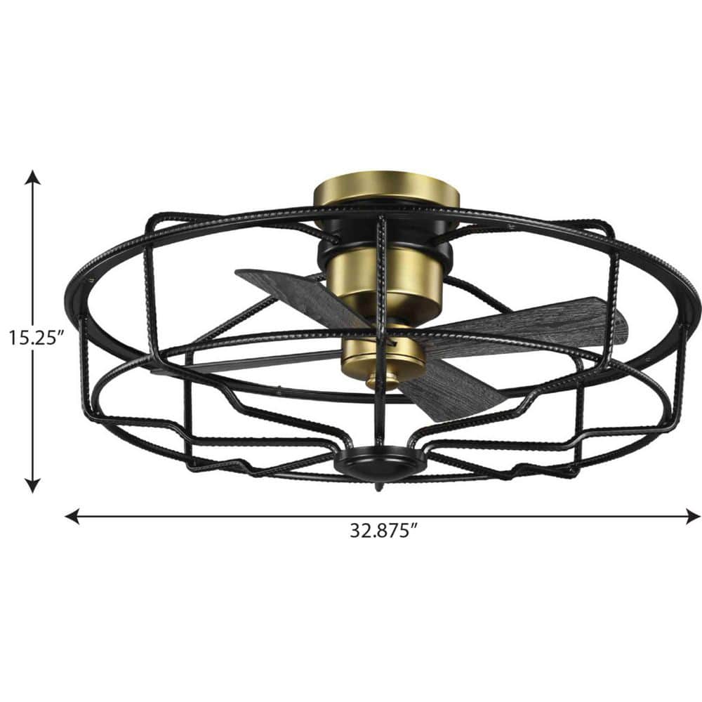 Loring 33" Black Industrial Ceiling Fan with Remote and Light