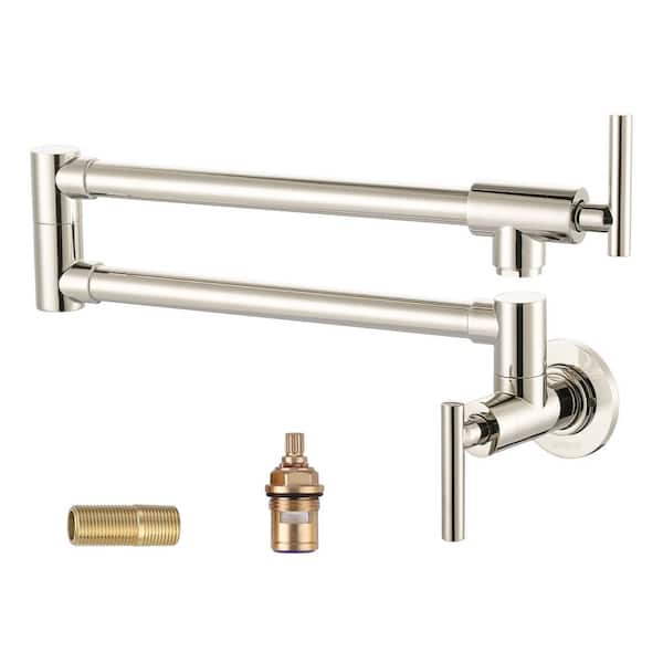 Wowow Wall Mounted Pot Filler With Double Joint Swing Arms In Polished Nickel 2311200sn The 6981