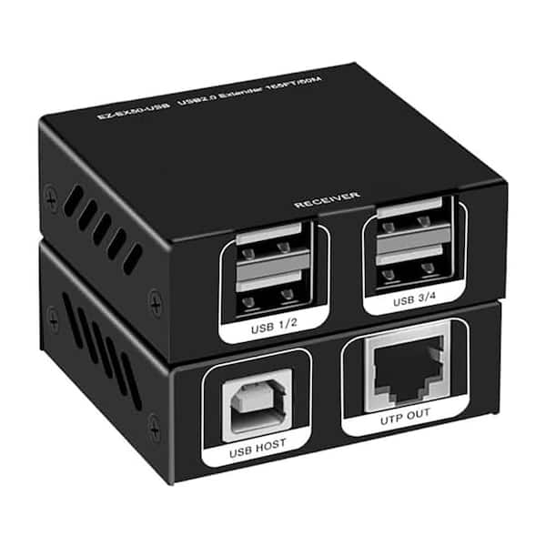 USB Extender 165 ft. 4-Port USB 2.0-HUB Over Cat5e Cat6 for Webcam Sync Plug & Play with 1.5m Cable 5V Power