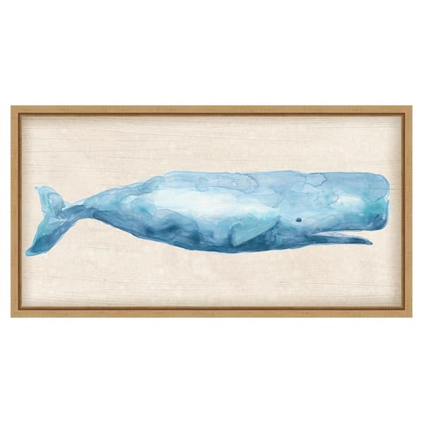Amanti Art Rustic Whale I by June Erica Vess 27 in. W x 14 in. H. Canvas Wall Art Print Framed in Brown