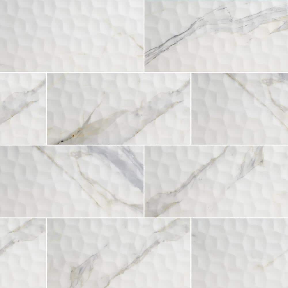 Adella Viso Calacatta 12 in. x 24 in. Ceramic Matte Marble Look Wall Tile (14 sq. ft./Case) price history on PriceWatchPro