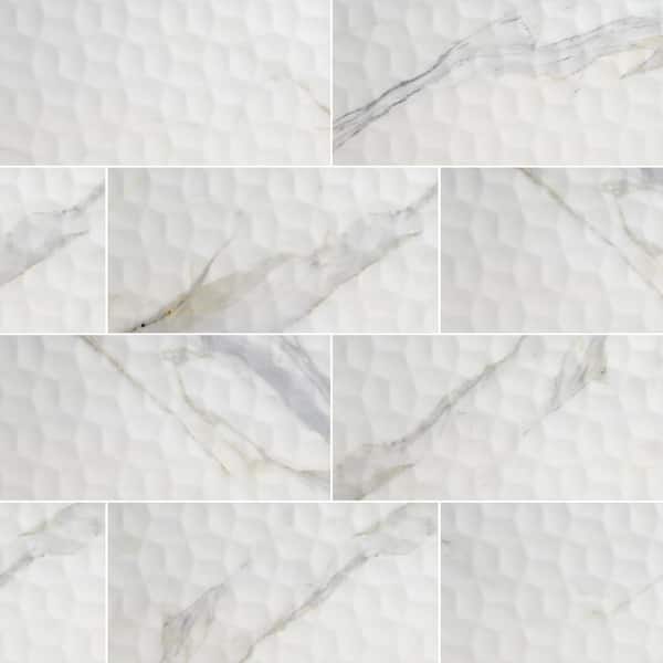 MSI Adella Viso Calacatta 12 in. x 24 in. Matte Ceramic Marble Look Wall Tile (14 sq. ft./Case)