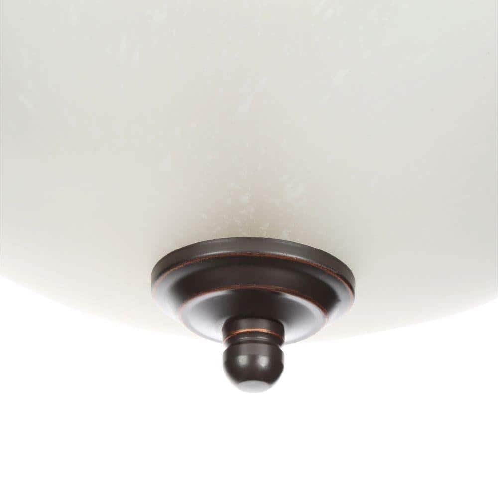 13 in. Oil Rubbed Bronze Dome Flush Mount with Stained Glass Shade