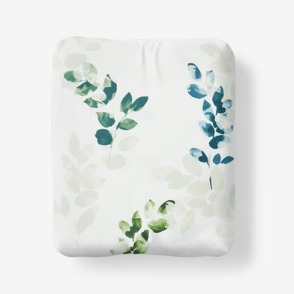 The Company Store Legends Hotel Deco Leaf White Multi Sateen Full Fitted Sheet
