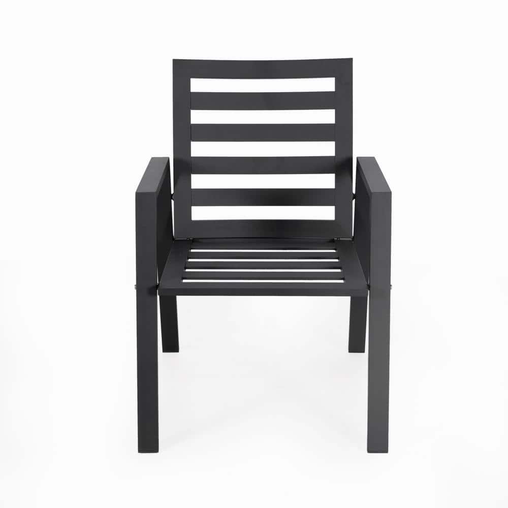 Charcoal Blue Aluminum Patio Dining Chairs with Cushions, Set of 2