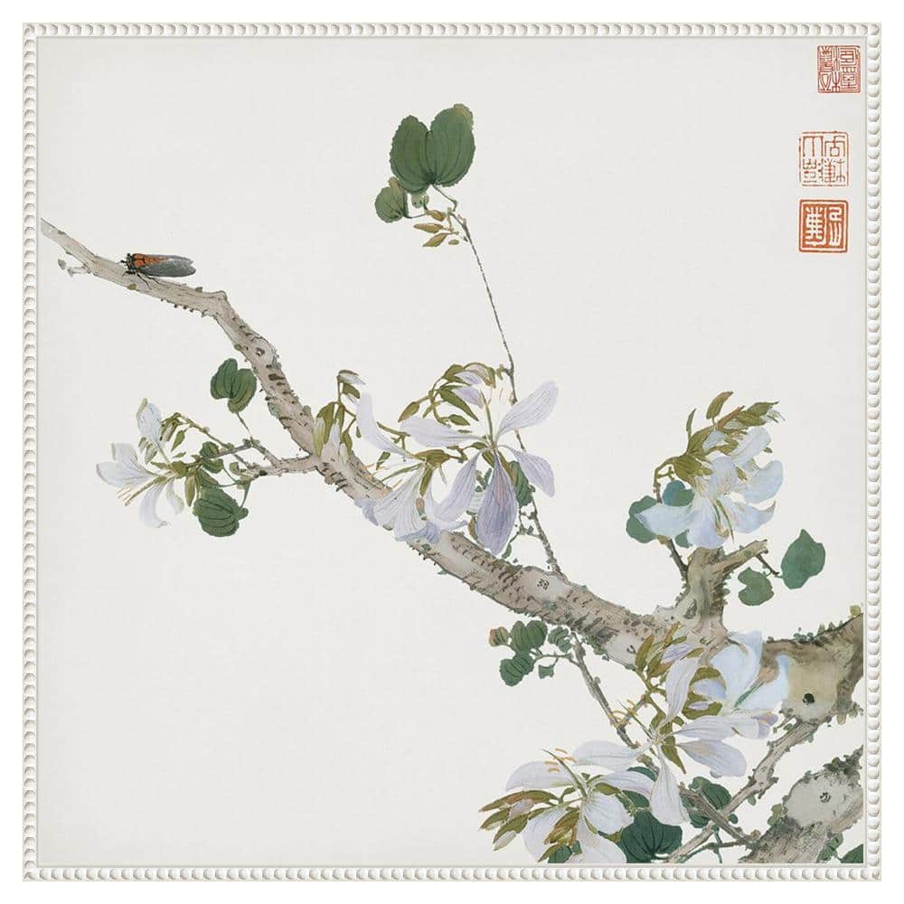 Ju Lian Insects and Flowers IV White Framed Canvas Art Print