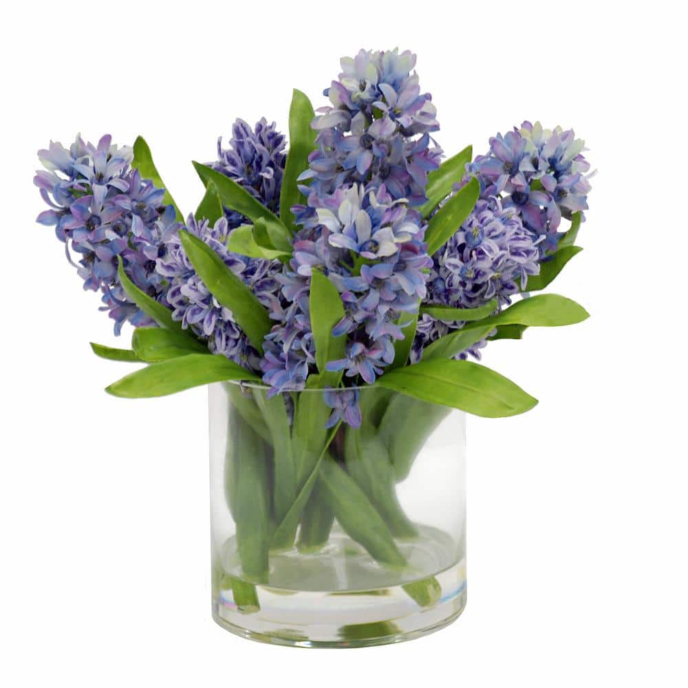 13.5 in. Multicolored Indoor Artificial Assorted Flowers in Cylinder Glass