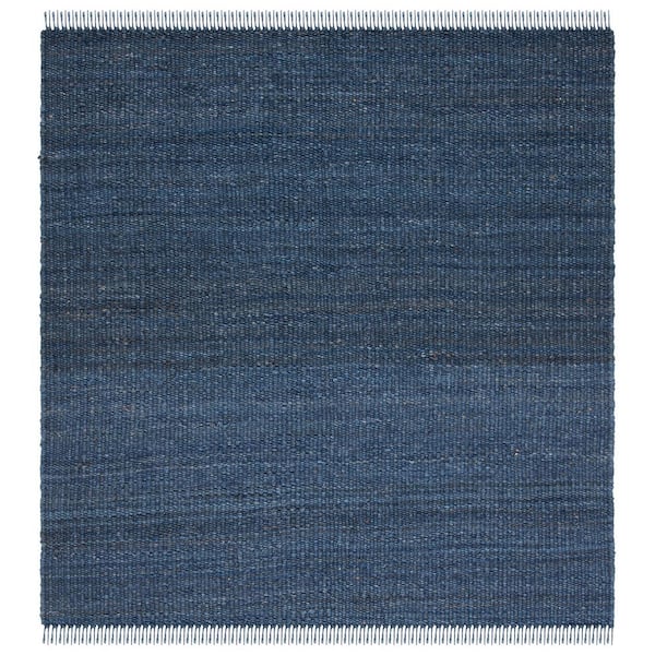 Natural Fiber Navy 10 ft. x 10 ft. Gradient Solid Color Square Area Rug