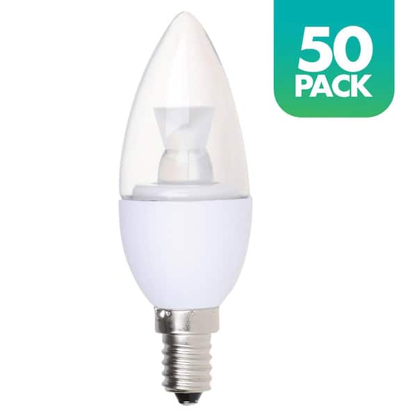 Simply Conserve 40W Equivalent Soft White 2700K Candelabra Dimmable 25,000-Hour Clear LED Light Bulb (50-Pack)