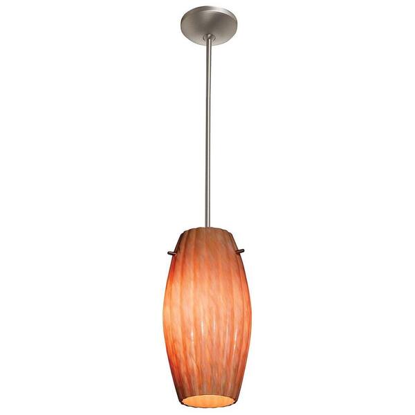 Access Lighting 1-Light Pendant Satin Finish Amber Marble Glass-DISCONTINUED