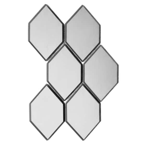 Reflections Silver 9 in. X 12 in. Honeycomb Glass Mirror Peel And Stick Mosaic Tile (1.04 sq.ft./Case)