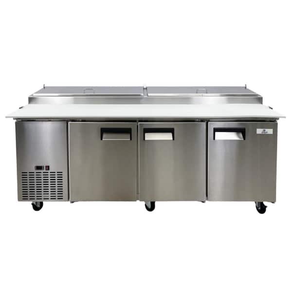 Cooler Depot 92 in. 24.2 cu. ft. Commercial Pizza Prep Table Refrigerator Cooler in Stainless Steel