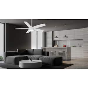 Airetor 52 in. Integrated LED Indoor Flat White Ceiling Fan with Light