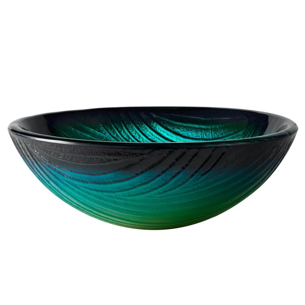 Nei Green Tempered Glass Circular Vessel Sink, 17 inch