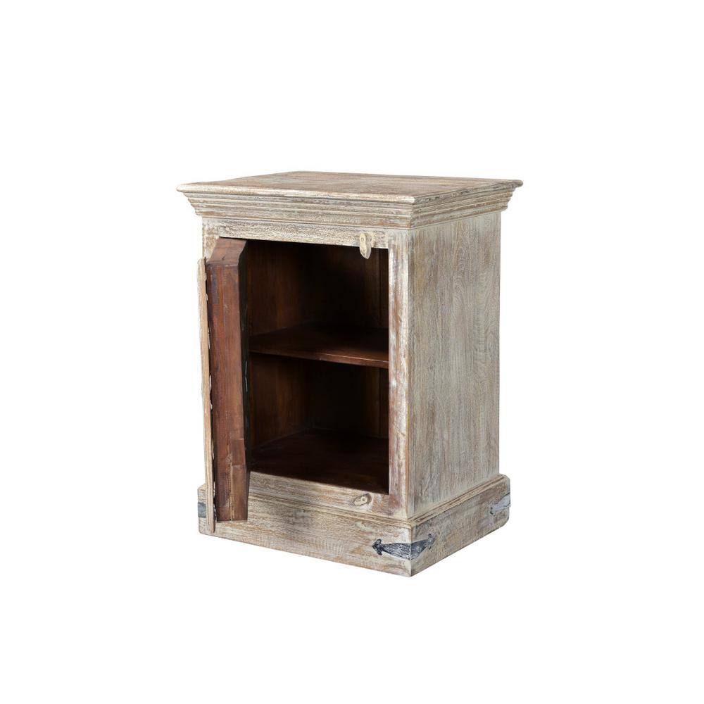 36" Distressed White Solid Wood Rustic Nightstand