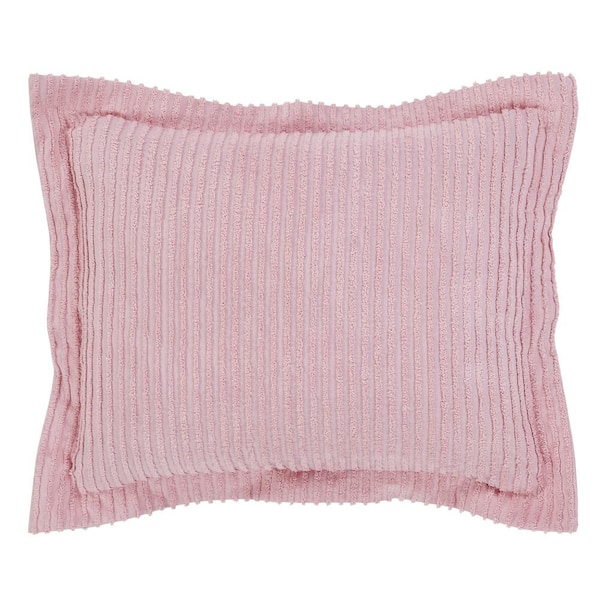 Better Trends Julian Collection in Solid Stripes Design Pink Standard 100% Cotton Tufted Chenille Sham