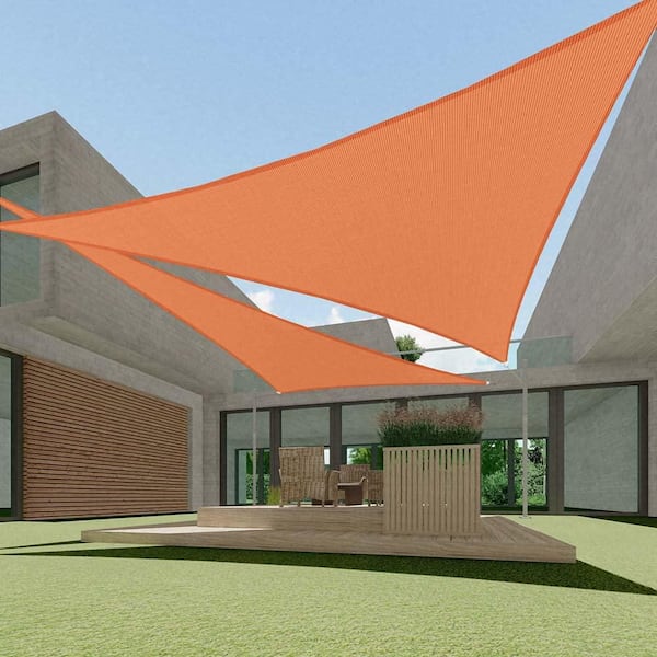 12 ft. x 12 ft. x 12 ft. HDPE Sun Shade Sail Triangle Canopy Shades for Outdoor, Fabric Blockage 95% UV Resistant,Orange