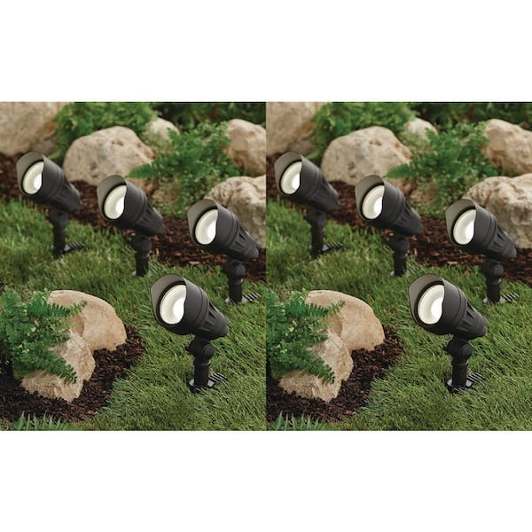 390 Lumen Millennium Black Integrated LED Hardwired Outdoor Landscape Flood Lights with Adjustable Light Color (8-pack)