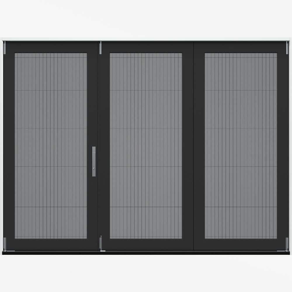 108 in. x 80 in. F4500 Right-Hand Black Fiberglass 3-Panel Folding Patio Door w/Low-E Impact Glass,Steel Handle,Screen price history on PriceWatchPro