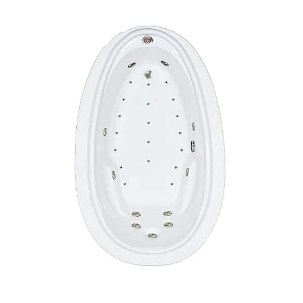 Comfortflo Premier 72 in. x 44 in. Acrylic Oval Drop-in Whirlpool and Air Bathtub with Reversible Drain in Bone