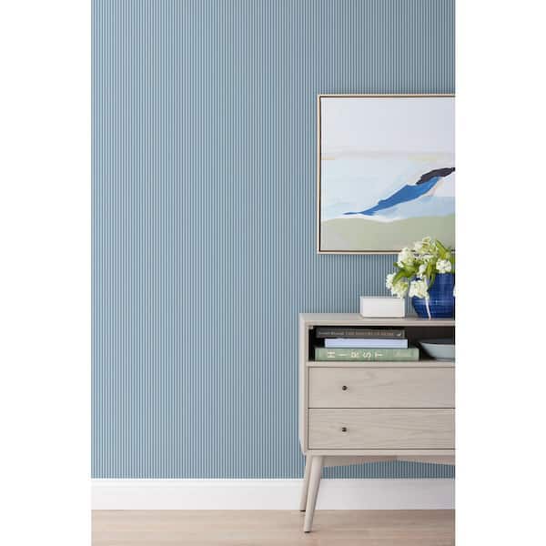 Stripes Blue Peel and Stick Wallpaper Panel (covers 26 sq. ft)