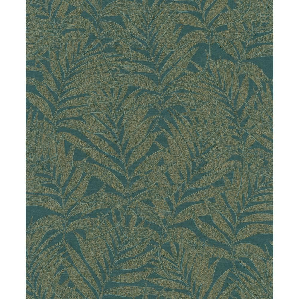 Hotel Collection Green Botanical Palm Leaf Glitter Finish Non-Pasted Non-Wo