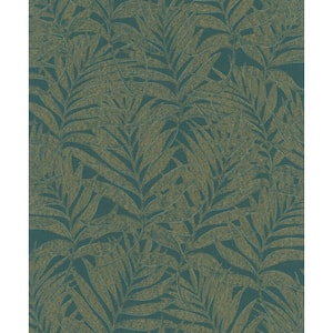 Hotel Collection Green Botanical Palm Leaf Glitter Finish Non-Pasted Non-Woven Wallpaper Roll