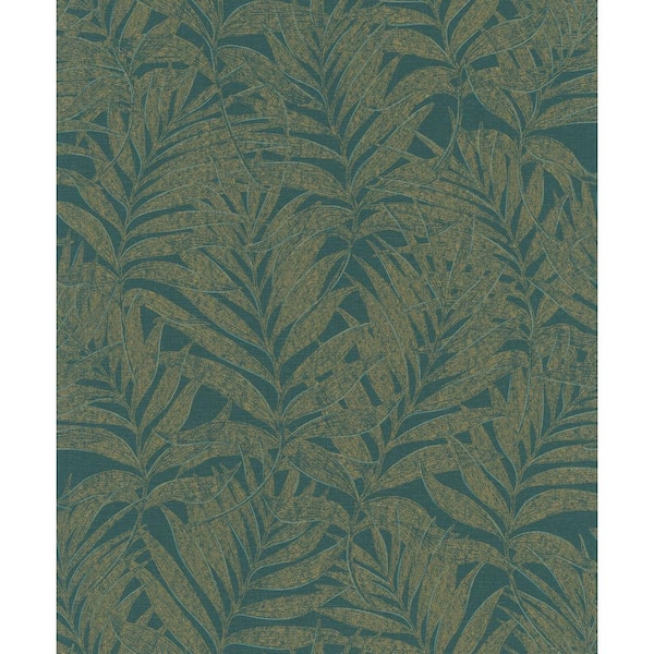 Unbranded Hotel Collection Green Botanical Palm Leaf Glitter Finish Non-Pasted Non-Woven Wallpaper Sample