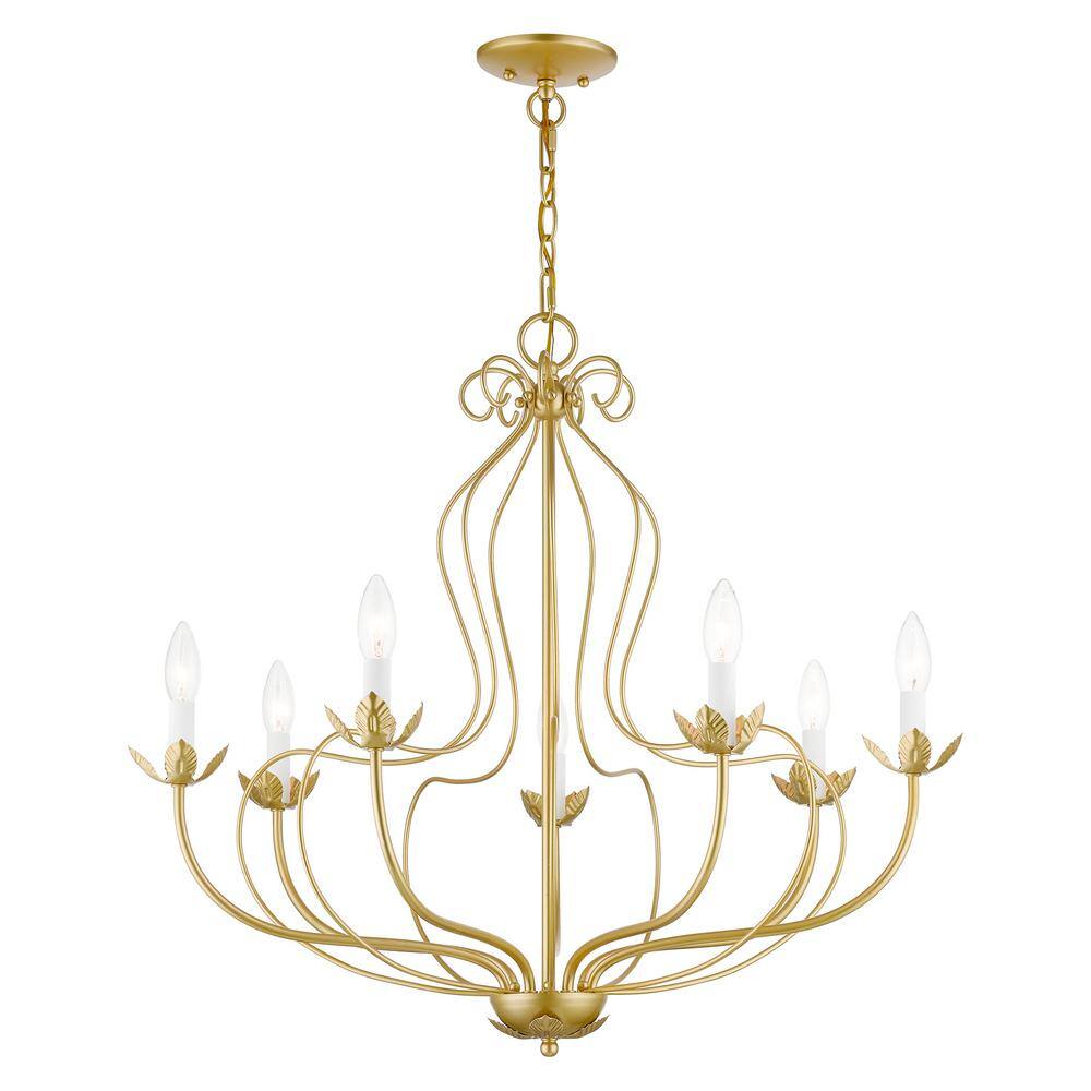 Katarina Graceful Floral 7-Light Chandelier in Soft Gold